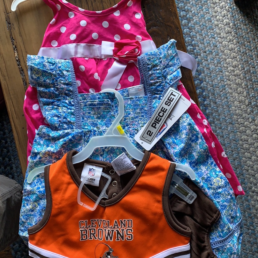 NEW - 2 dresses and 1 (2 pc) Cleveland Browns outfit. SIZE 3T. — $25
